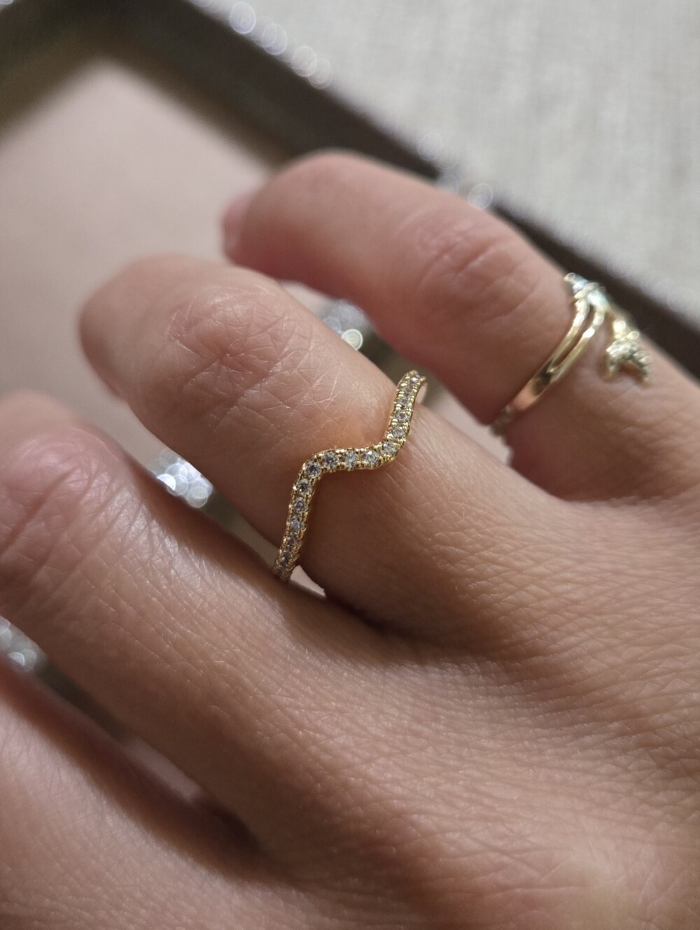Pandora Sparkling Wave Gold Plated Ring